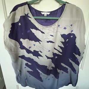 CAbi Boxy Purple and Blue Blouse